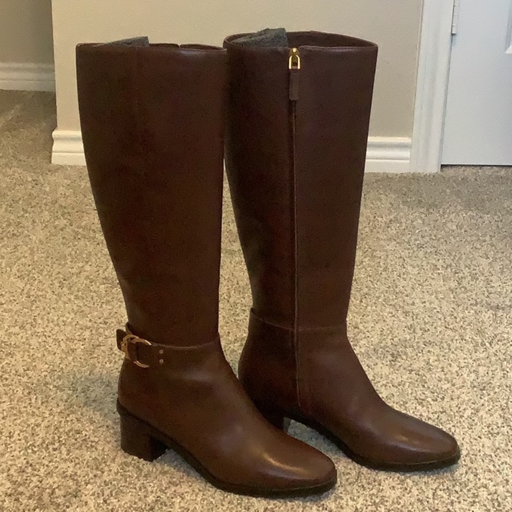 Tory Burch brown leather heeled boots - 8M